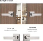 Probrico 3 Pack Interior Bedroom Entrance Door Lever Doorknobs Door Lock One Keyway Entry Keyed Alike Same Key Entrance Lockset in Satin Nickel Each with 3 Keys