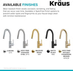 KRAUS Oletto Single Handle Pull Down Kitchen Faucet with QuickDock Top Mount Installation Assembly in Spot-Free Brushed Brass, KPF-2620BB