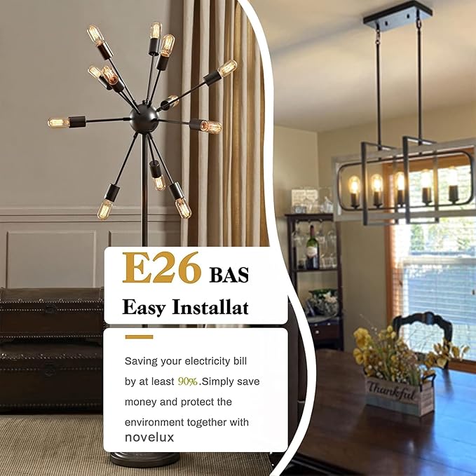 3.2 Inch 2700K Soft White E26 LED Bulb 60 Watt Equal, AC 120V 600LM Edison Bulbs Dimmable, 6W T10 T30 Tubular Filament Light Bulbs Clear Glass for Fan Pendant Wall Light, UL Listed-6 Pack