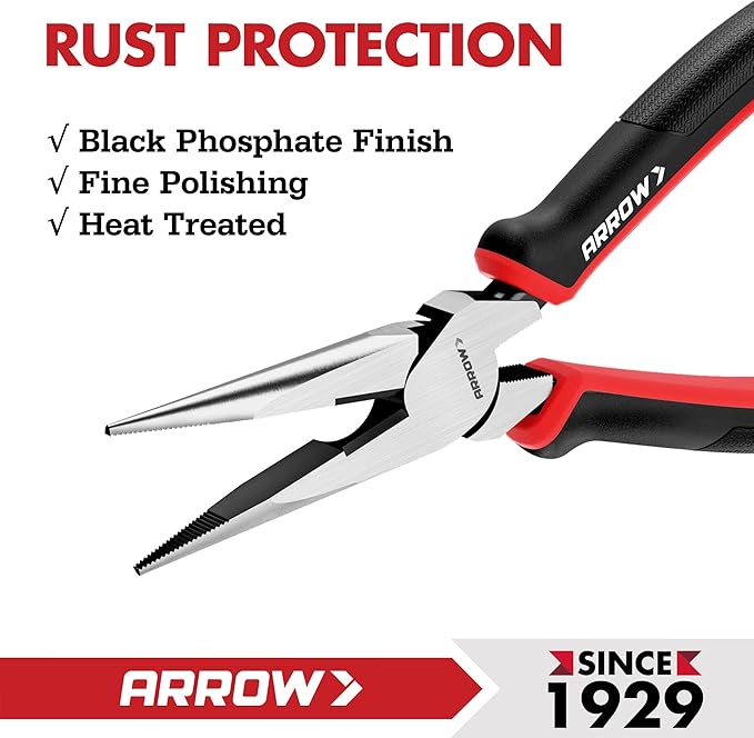 ARROW 4-Piece Pliers Set, Includes 8 Inch Diagonal, Long Nose, Slip Joint, 10 Inch Groove Joint Pliers, Ergonomic Anti-slip Handle, for Basic Repair