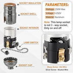 4 Pcs Pull Chain Lamp Socket Replacement, E26 Standard Threaded Base, Light Socket with Pull Chain, Lamp Parts for Repair (Black)