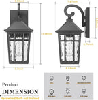 Darkaway Outdoor Wall Lights for House, Exterior Lighting Fixtures Wall Mount Outside Porch Lights Waterproof Black Outdoor Sconce Lights with Water Ripple Glass for Patio Garage Front Door
