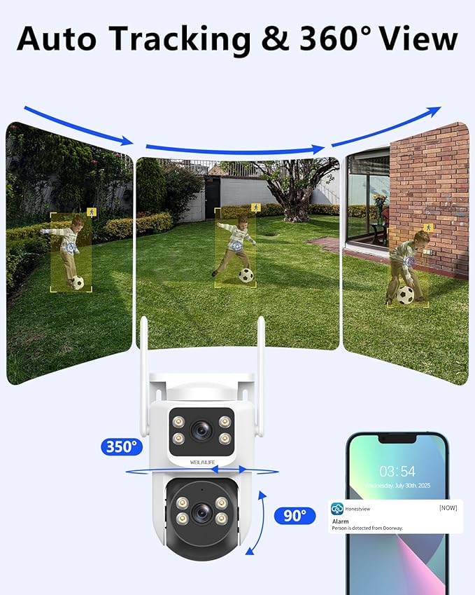 【All-in-One Security System】 4MP PTZ Security Cameras Wireless Outdoor, WiFi Home Surveillance System, Outside Wireless Security Systems Surveillance DVR Kits