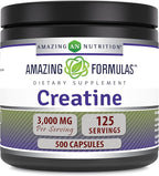 Amazing Formulas Creatine 3000Mg Per Serving 500 Capsules Supplement | Non-GMO | Gluten Free | Made in USA