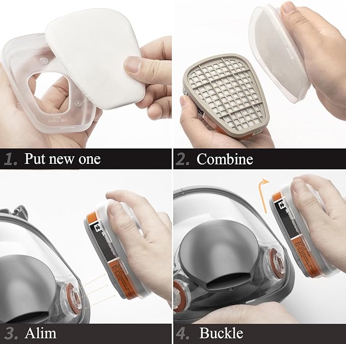 RANKSING Reusable Respirator Full Gas Mask Full 6800 with Filters for Dust, Asbestos, Chemicals while Painting, Spraying