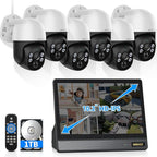 4K & PTZ Digital Zoom 2-Way Audio PoE Outdoor Camera Home Security Camera System Wired Outdoor Video Surveillance IP Camera System DVR Kit,10’’ UHD Monitor