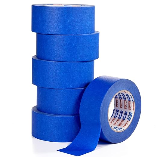 ADHES Upgrade Blue Painters Tape, Masking Tape for Painting 6 Rolls x 2 Inch x 60 Yards, Blue Paint Tape No Residue Outdoor Anti UV Multi Surface Use, Total 360 Yards