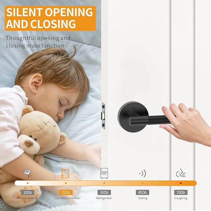 Amerdeco 8 Pack Matte Black Door Handles Interior, Knurled Privacy Door Handles with Lock,Heavy Duty Black Door Lever for Bedroom or Bathroom,Reversible Keyless for Left Right Handed Doors