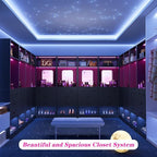 Unikito 100 Inch Closet System with Drawers, 8FT Sturdy Closets Organizer with Storage Shelves and Mirror Design, Freestanding Wood Walk in Closet Towers, Easy Assembly, Max Load 2000 LBS, Black