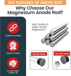 Flexible Water Heater Magnesium Anode Rod 3/4 Inch NPT Thread Hex Plug | Collapsible Anode Rod For Hot Water Heaters Tank | 4 Segmented Rods 44" Long