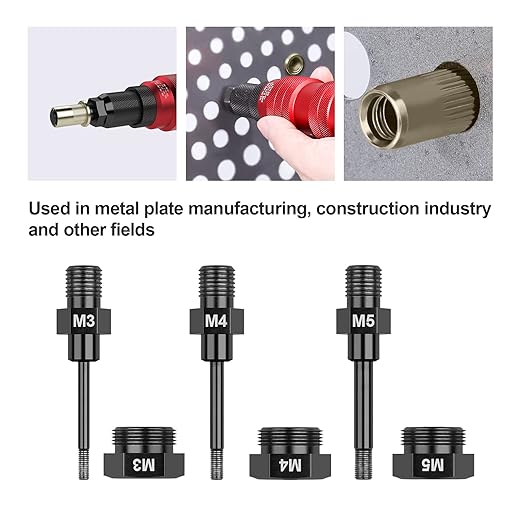 Beaspire 3 PCS Cordless Drill Electric Rivet Gun's M3、M4、M5 Mandrels