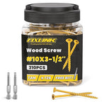 Wood Screws 3-1/2 Inch, FIXLINK Deck Screws #10 x 3-1/2", 310 PCS, Epoxy Coated, T25 Star Bit Above 1500 Hour Salt Spray Coating Outdoor Decking Screws Excellent Rust Resistant for Wood Fence, Tan