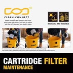 DEWALT 5 Gallon STEALTHSONIC Shop Vacuum Wet and Dry, Powerful Suction & Portable Shop Vac with Attachments, Ultra Quiet Wet Dry Vacuum for Home, Garage, Car, Workshop, Jobsite, DXV05S-QT, 4 Peak HP