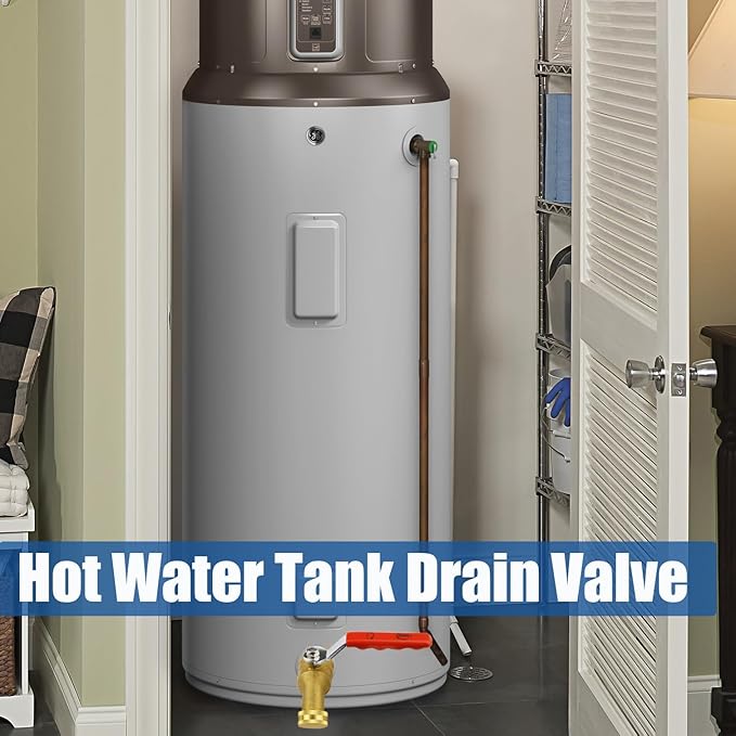WHK Water Heater Drain Valve 3/4"MIP X 3/4" Male GHT Full Port Connection to drain or Flush Hot Water Heater Faster and Easy(Lead-Free Brass,3 Inch Shank with Long Handle)