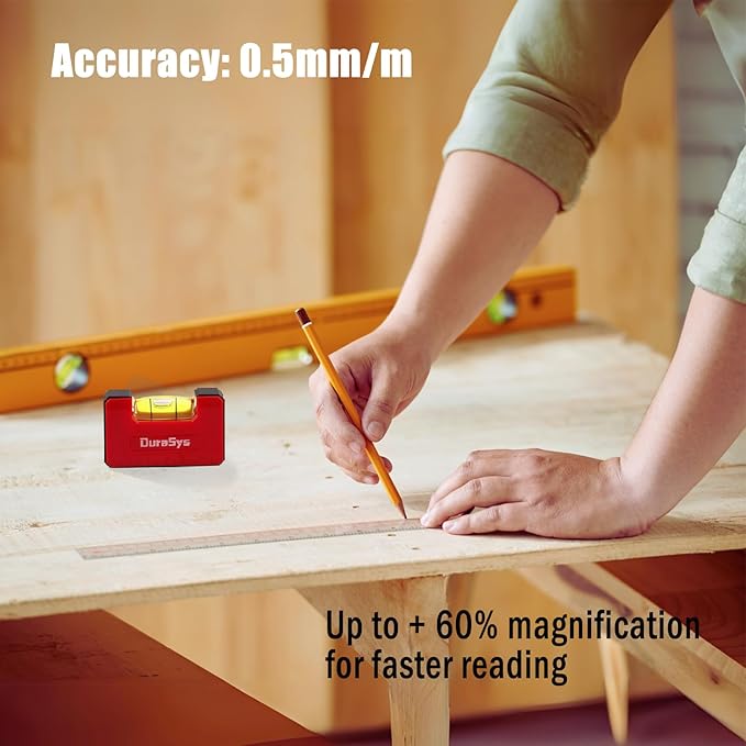 Mini Magnetic Portable Level, 1 Vial Compact Horizontal Vertical Level Tool, 2.5" Smart Pocket-Sized Shock-resistant Ruler