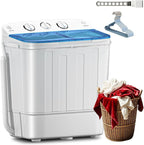 Portable Twin Tub 18lbs Washing Machine with Drying Rack, 11lbs Washer Mini Compact Laundry Machine with 7lbs Spinner, Semi-automatic Washer Combo for Dorms, Apartments