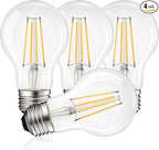 LUXRITE Vintage A19 LED Light Bulbs 60W Equivalent, 3500K Natural White Dimmable, 800 Lumens, Standard LED Edison Bulb 8W, UL Listed, E26 Base (4 Pack)