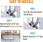 (2 Pack) SUNGATOR 24 Inch Faucet Supply Lines, 3/8" Female Comp Thread x 1/2" FIP Thread Sink Hose, 24" Stainless Steel Braided Faucet Supply Line for Bathroom, with 2 Wrenches and 1 Sealing Tape