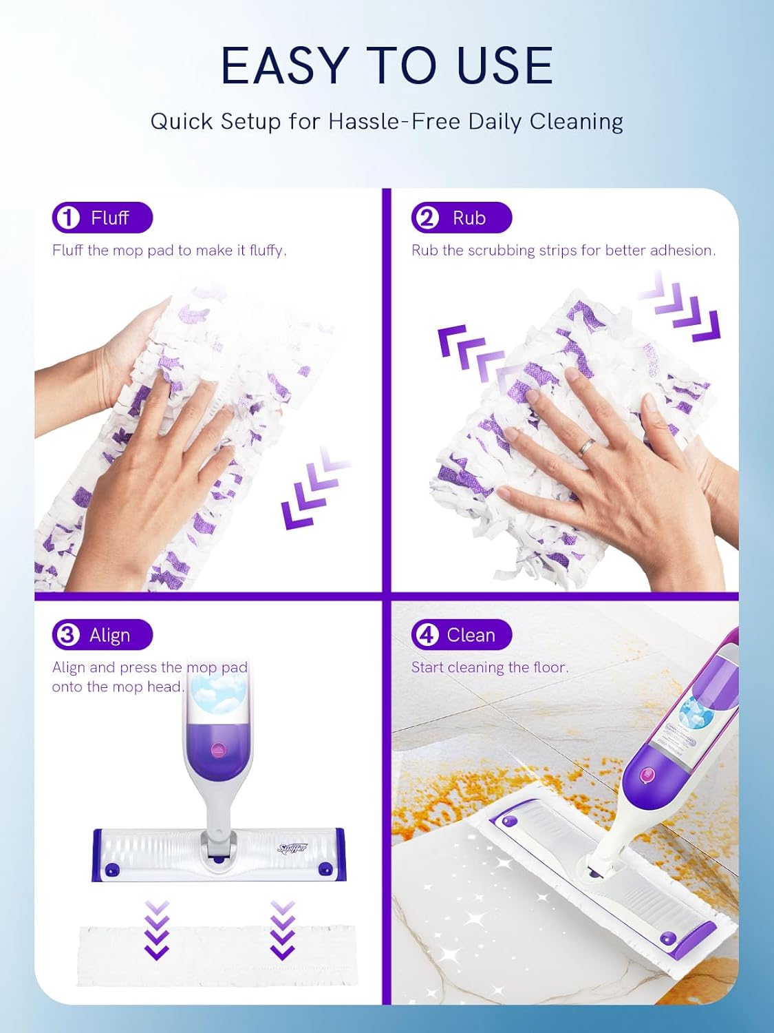 20 Count Power Mop Pads Refills for Swiffer, Compatible with Swiffer Power Mop Refills Replacement Disposable Power Mopping Pads Refills for Multi-Surface Floor Cleaning