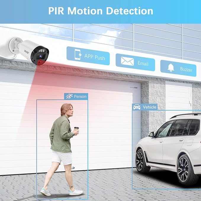 【130° Ultra Wide-Angle & 2-Way Audio】 Outdoor Wired Security Camera System, Home Video Surveillance System, Wired Home Security Camera System