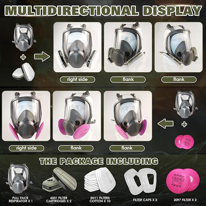Full Face Respirator Mask - Gas Masks Survival Nuclear and Chemical with Filters.