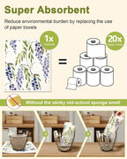 6 Pack Swedish Dishcloths for Kitchen - Reusable Dish Cloths for Washing Dishes Absorbent Cute Funny Kitchen Towels Cleaning Sponge, Lavender Flower