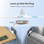 TROND Split Extension Cord Power Strip, Twin 3ft on Each Side, Low-Profile Flat Plug, Dual 3 Grounded Outlet Extender Cubes, 13 Amps, 16 Gauge Wire, for Behind TV Stand Sofa Headboard, Indoor, White