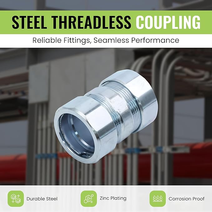 SELECT 20 Pack Lighting Threadless Coupling, 3/4 Inch Zinc Plated Steel Coupling, Electrical Conduit Fittings for Indoor and Outdoor Use