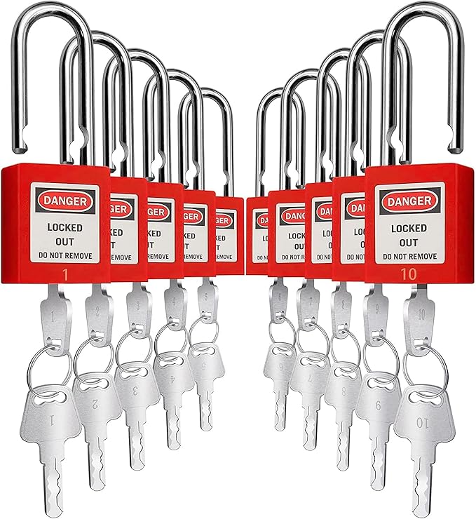 SAFBY Lockout Tagout Locks, Safety Padlock, Keyed Differently Loto Safety Padlocks for Lock Out Tag Out Kits Station (Red 1-30)