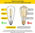 Dimmable Vintage LED Edison Bulb 60W Equivalent, 6W 750Lumens Edison Light Bulbs 5000K Daylight White, ST58 Antique LED Filament Bulb CRI 90+, E26 Medium Base, Clear Glass, Pack of 24