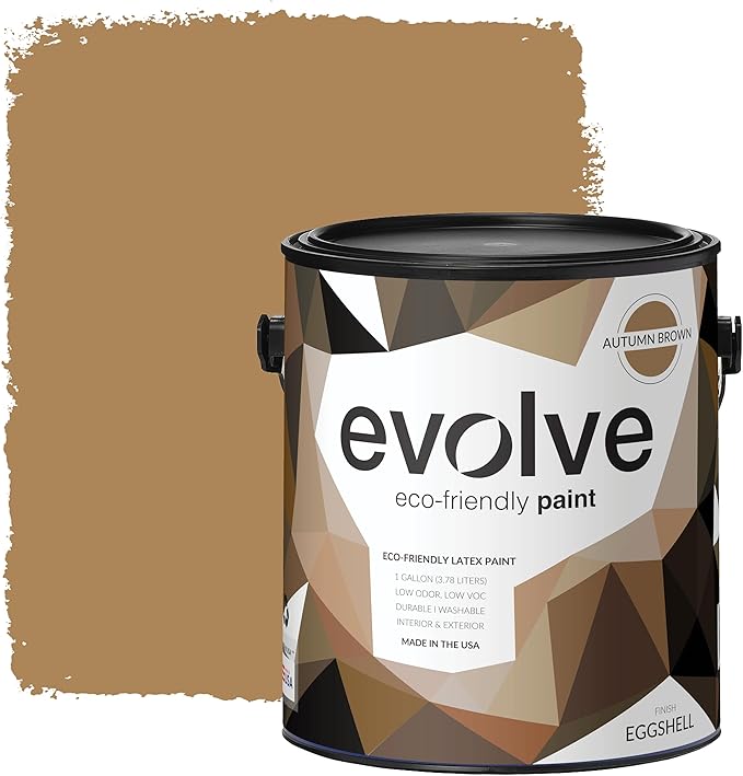 EVOLVE Paint & Primer: Environment-friendly, Low Sheen with One-coat Coverage for Interior & Exterior surfaces (Autumn Brown, 1-Gallon)
