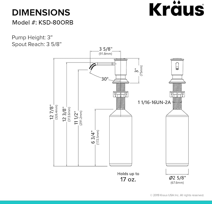 KRAUS Kitchen Soap and Lotion Dispenser in Oil Rubbed Bronze, KSD-80ORB