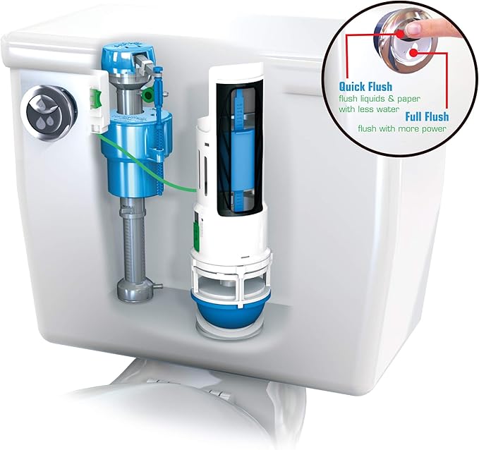 Danco HYR460 HyrdroRight Water-Saving Toilet Tank Repair Kit with Dual Flush Valve, Includes Dual Push Btton Handle in Chrome (Pack of 4)