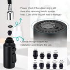 Stainless Steel Kitchen Faucet Head Replacement, Matte Black 3-Function Pull Down Spray Head for Pull-out Kitchen Faucet, High Pressure Sink Spray Nozzle with 9 Adapters Compatible with Most Faucets