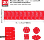OAPRIRE 3M Double Sided Adhesive Tape Pads 20 PCS Multipurpose 3M VHB Sticky Adhesive Pads Replacement Mounting Tape with Stainless Steel Folding Scissors and Storage Box - 1.96 in x 1.57 in