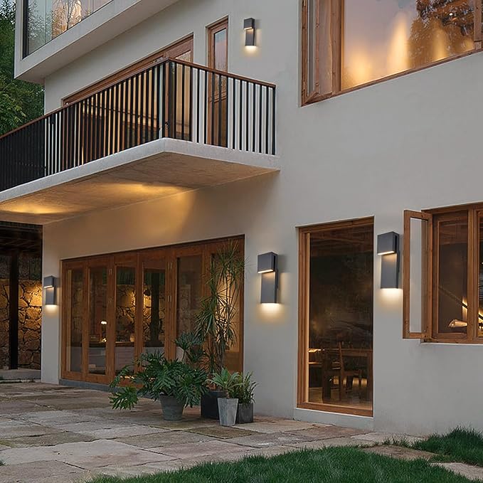 Modern LED Outdoor Wall Sconce 17W Integrated LED Outdoor Wall Mount,Anti Rust Textured Black Suit for Wet Locations and All Rooms,Easily Installed in Any Direction.Bulb Included.