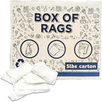 Recycled White T-Shirt Cleaning Rags - (5 lbs. Box) Shop Rag Bulk for Oil, Stain, Grease, Paint, and Auto Cleaning, Multipurpose White Cotton Rags
