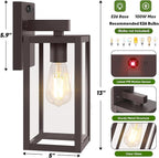 Upgraded Motion Sensor Outdoor Wall Light, 13” Dusk to Dawn Porch Light Outdoor Wall Sconce Lantern, 3 Lighting Modes Exterior Lighting Fixture Wall Mount, Outside Light for House Garage Patio, Brown