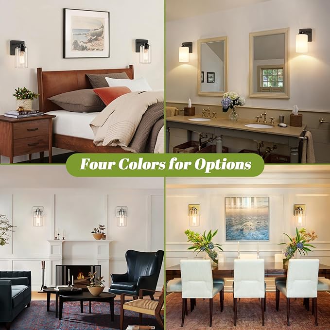 Set of 2 Wall Sconces for Bathroom, Modern Vanity Light Fixtures, Matte Black Wall Mount Lighting Lanterns, Farmhouse Wall Lights with White Glass Shade for Bedroom Living Room Mirror Hallway Kitchen