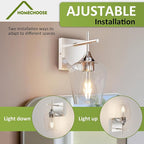 Vanity Bathroom Light, 1-Light Bathroom Light Fixtures Over Mirror, Silver Vanity Lights for Bathroom with Clear Glass, Modern Wall Lamp for Cabinet Hallway, Bedroom