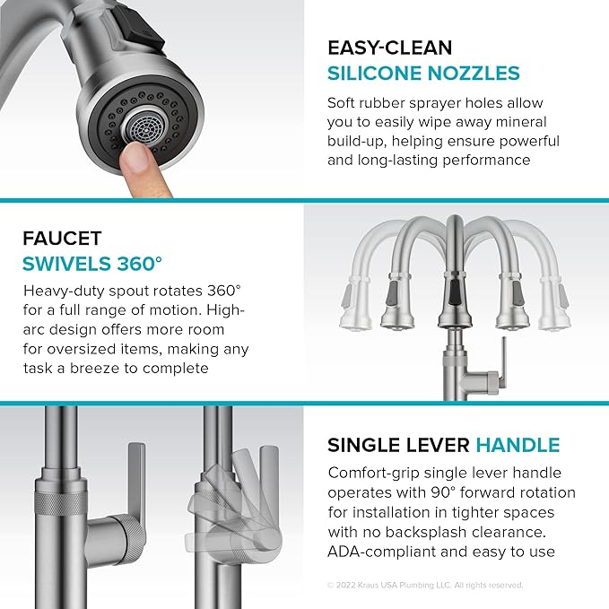 KRAUS Allyn Industrial Pull-Down Single Handle Kitchen Faucet in Chrome, KPF-4102CH