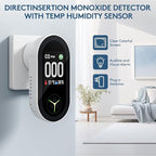 Carbon Monoxide Detectors, Plug in Wall, 3-in-1, with Large Display Screen,for CO Unit,Temp Value,Hum Value,4 Color Alert lcons, Adjustable Brightness Design