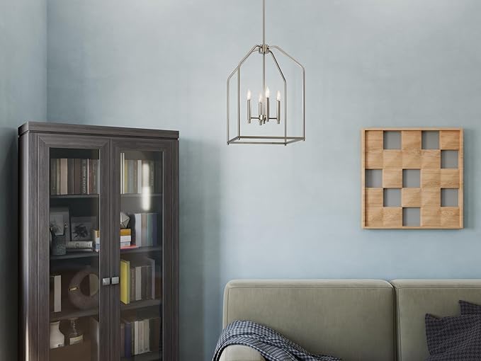 Kichler Madden 25.5" 4 Light Pendant in Brushed Nickel, Soft Modern Fixture, for an Entryway, Breakfast Nook, Laundry Room, (25.5" x 16"), 52722NI