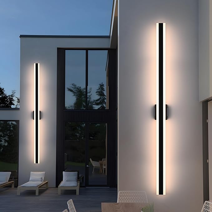 TODOLUZ 2-Pack 60-Inch LED Long Outdoor Wall Light Fixture, 42W IP65 Waterproof Exterior Linear Wall Mount Lighting, 5 Color Temperature Mode (3000K/3500K/4500K/5000K/6000K)
