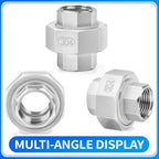 ChillWaves 304 Stainless Steel Cast Pipe Fitting, Union，1" NPT Female，Thread Adapter(2-PACK)
