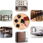 Ezprotekt 24 Pcs Square Chair Leg Floor Protectors with Felt, Silicone Felt Furniture Pads for Hardwood Floor, Dining Table Leg Caps Covers No Scratches and Noise (L Fit: 1" - 1.4", Black)