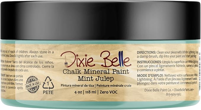 Dixie Belle Paint Company Chalk Finish Furniture Paint - Mint Julep (4oz) - Matte Mint Green Chic Chalk Mineral DIY Furniture Paint