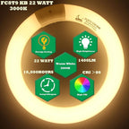 FC8T9/KB 22W Round Light Bulb, 8 Inch T9 22 Watt Circular Fluorescent Light Bulbs, Replacement Circline Fluorescent Lamp, Warm White 3000K 1400 Lumens, G10q 4 Pin Prong, 2 Pack