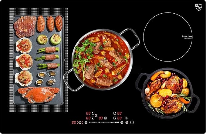 K&H SIGNATURE SERIES 5 Burner 36 Inch Built-in Induction FLEX Electric Stove Top Ceramic Cooktop SLIDER Touch Control 240V 9400W IN36-9400FLX