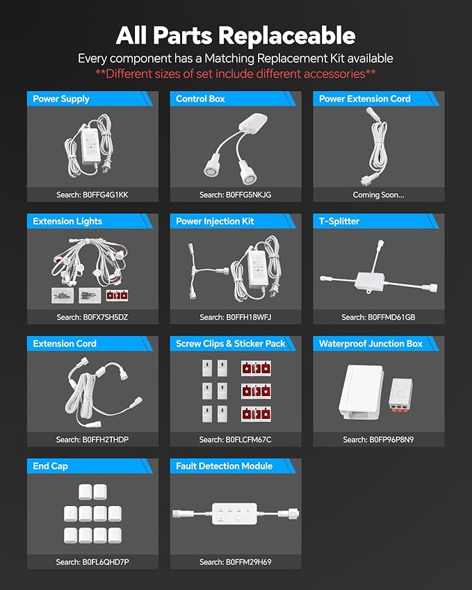 ASAHOM AI Permanent Outdoor Lights S107E, 300FT with 216 RGBCW LED Lights and Dual Output, 30,000 Lighting Effect Combination, IP67 Waterproof for House Halloween Christmas and Daily Decoration, White